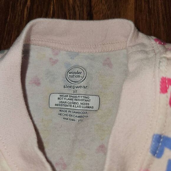 5 For $25 Wonder Nation Pink Hearts Cotton Pajamas Toddler Size 3T - Picture 2 of 4